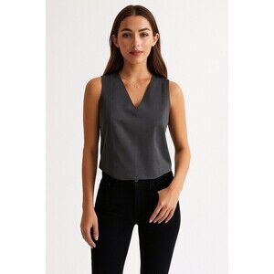 Theory + Zeen Size Small  Slim V neck Top  Heather Gray  zip back